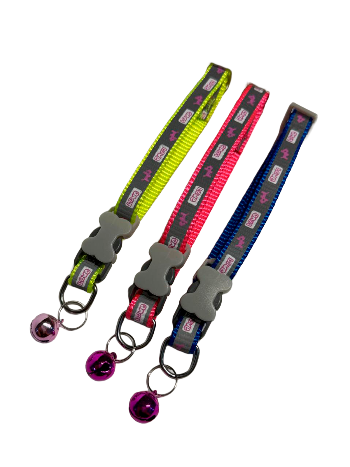 Collar Ajustable Reflector con Cascabel y Broche de Huesito (s-m)